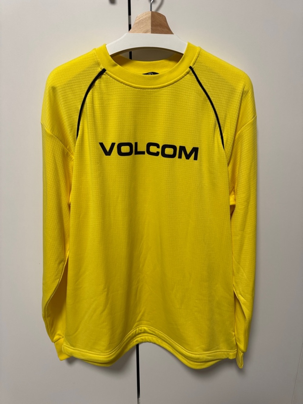Volcom Yellow Long Sleeve Performance Top with Black Logo
